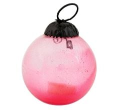Pink Round Glass Christmas Ornament
