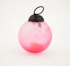 Pink Round Glass Christmas Ornament