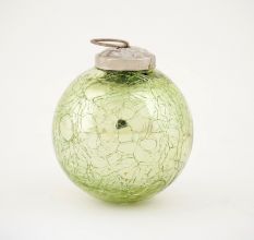 Green Crackle Round Glass Christmas Ornament