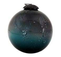 Inky Blue Round Glass Christmas Ornament