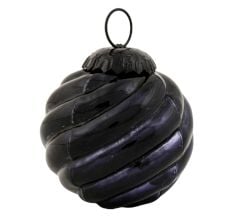 Black Ball Round Glass Christmas Ornament