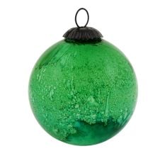 Green Vintage Round Glass Christmas Ornament