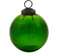 Green Vintage Style Round Glass Christmas Ornament