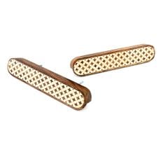 Handcrafted Wooden Drawer Handle with Geometric Inlay In Pair (8 Inch)