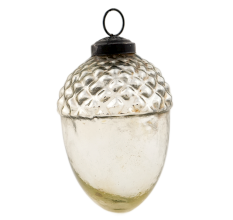 Silver Style Acorn Shaped Mercury Glass Hanging Ornament