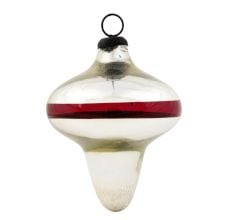 Silver Mercury Red stripe Glass Christmas Ornament