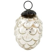 Silver Vintage style Glass Christmas Ornament