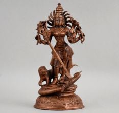 Handcrafted Copper Durga Mahishasura Mardini Idol Statue