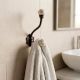 White Etched Ceramic Floral Iron Hooks-EHG-93 - Pack of 2