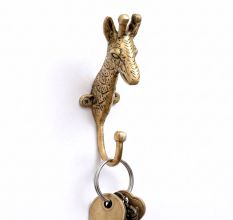 Solid Giraffe Animal Brass Hook