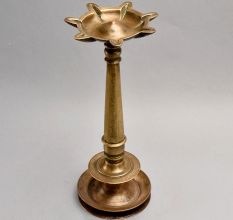 Handmade Brass Oil Lamp from South India for Decor