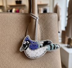 Handmade Beaded Blue Jay Bird Bag Charm