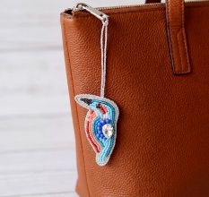 Handmade Multicolour Kingfisher Bird Beaded Bag Charm