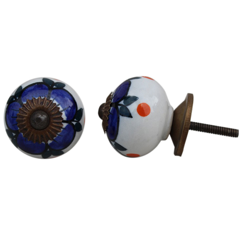 Navy Blue Floral Knob 1