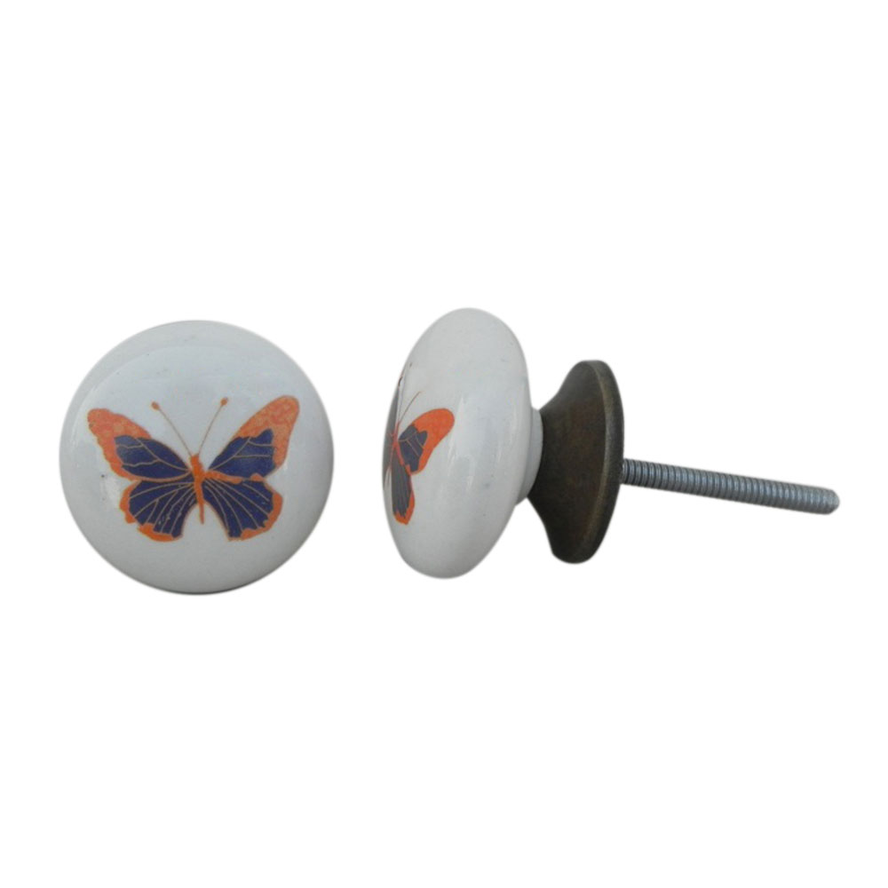 Blue Butterfly Ceramic Knob